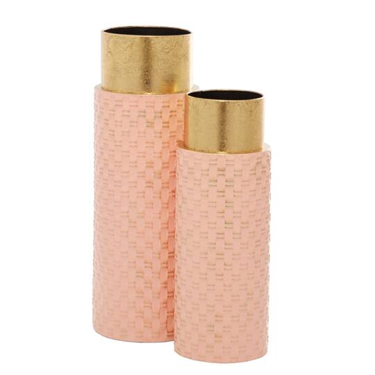 Set of 2 Bronze Metal Contemporary Vase, 18", 15"